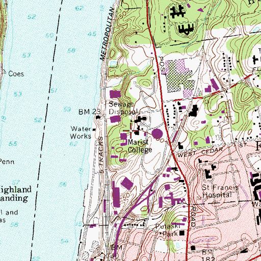 Topographic Map of Marist College Student Center, NY