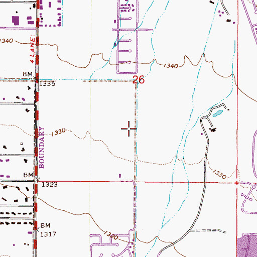 Topographic Map of Gainey Ranch, AZ