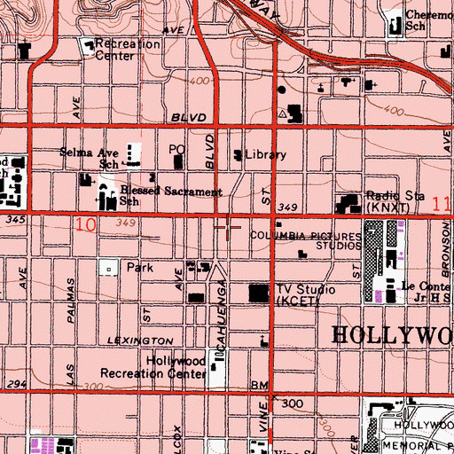 Topographic Map of Pacific Theatres Cinerama Dome, CA