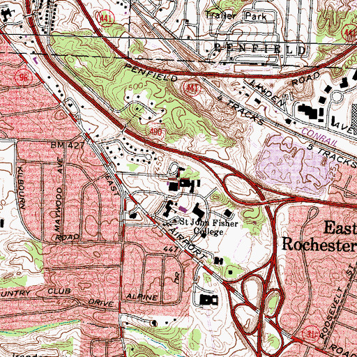 Topographic Map of Ralph C Wilson Junior School of Education Building, NY