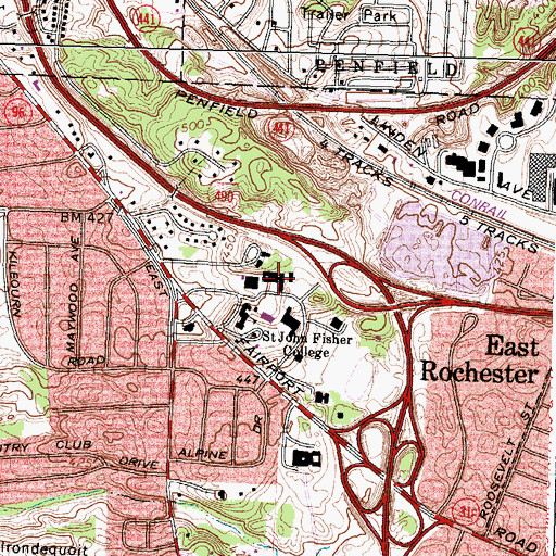 Topographic Map of Basil Hall, NY