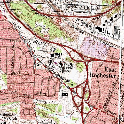 Topographic Map of Ward Hall, NY