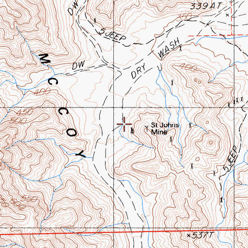 Topographic Map of Saint Johns Mine, CA