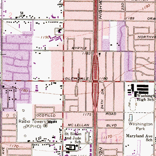 Topographic Map of Glen Canyon Trailer Park, AZ