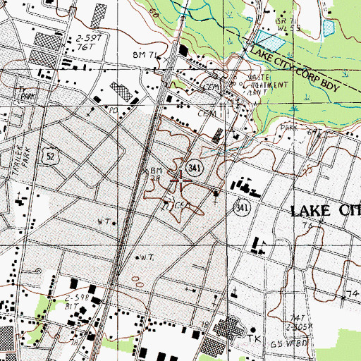 Topographic Map of Lake City First Baptist School, SC