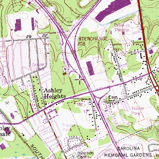 Topographic Map of Webster University, SC