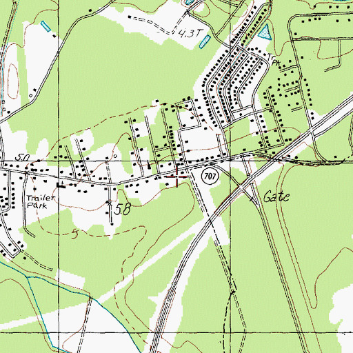 Topographic Map of Kiddie College, SC