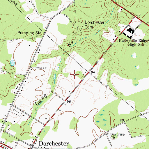 Topographic Map of Dorchester County Career School, SC