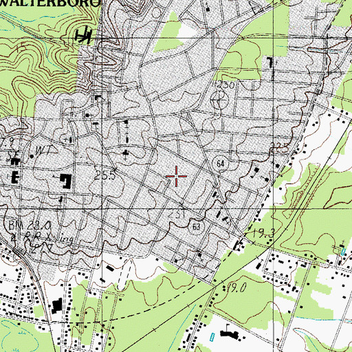 Topographic Map of University of South Carolina Salkehatchie - Walterboro Campus, SC