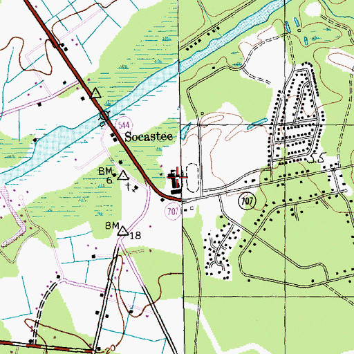 Topographic Map of Socastee Elementary School, SC