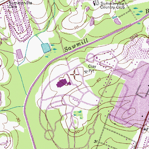 Topographic Map of Flowertown Elementary School, SC