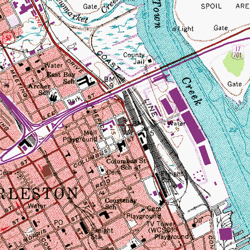 Topographic Map of Johnson and Wales University, SC