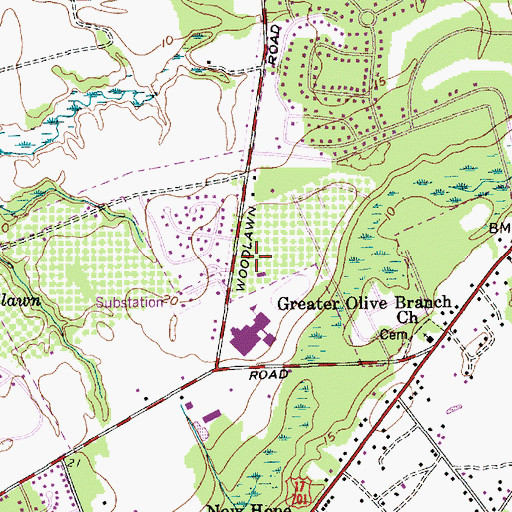 Topographic Map of Woodland Hall Kindergarten, SC
