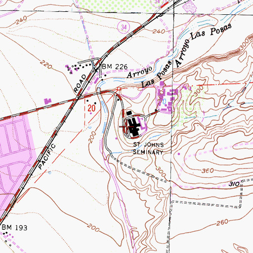 Topographic Map of Saint Johns Seminary, CA