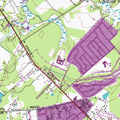 Topographic Map of West Ashley Middle School, SC
