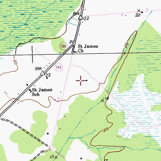 Topographic Map of Saint James Middle School, SC