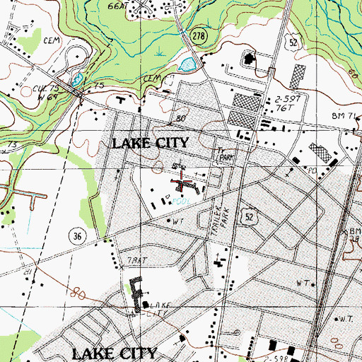 Topographic Map of J Paul Truluck Middle School, SC