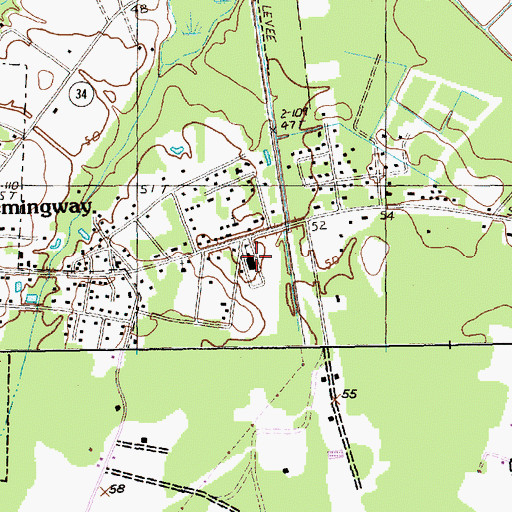 Topographic Map of Hemingway Career and Technology Center, SC
