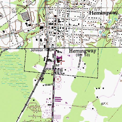 Topographic Map of Hemingway High School, SC