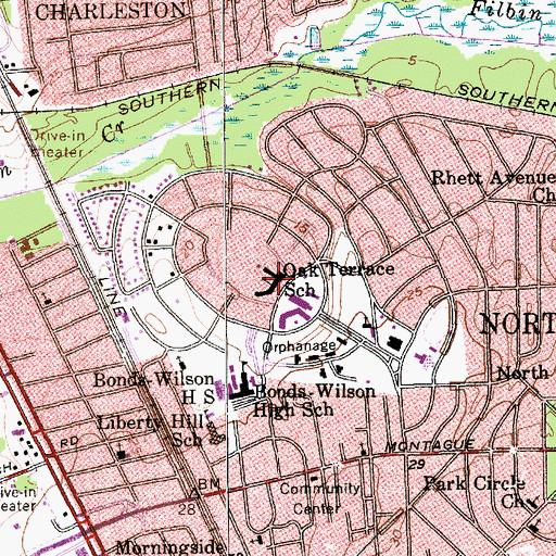 Topographic Map of J Howard Berry Elementary School, SC