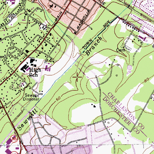 Topographic Map of Summerville Catholic School, SC