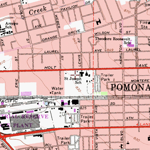 Topographic Map of Saint Joseph Elementary School, CA