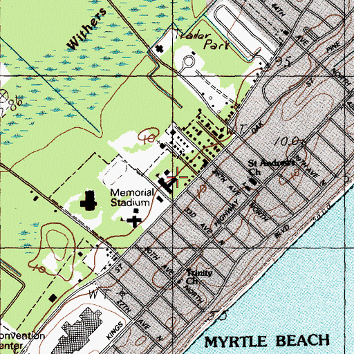 Topographic Map of Myrtle Beach Intermediate School, SC
