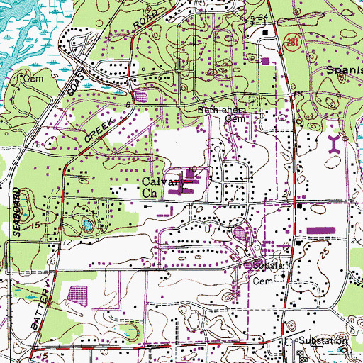 Topographic Map of Beaufort Middle School, SC