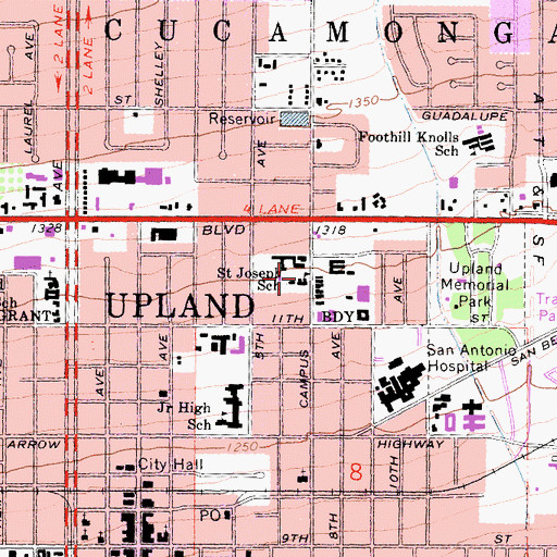 Topographic Map of Saint Joseph School, CA