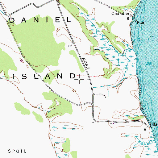 Topographic Map of Daniel Island School, SC