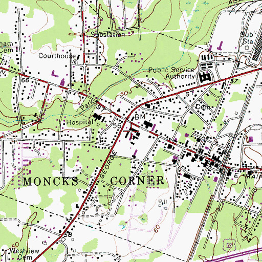 Topographic Map of Berkeley Alternative School, SC