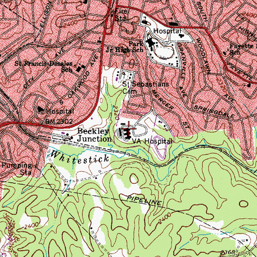 Topographic Map of Beckley Veterans Affairs Medical Center, WV