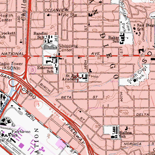 Topographic Map of Saint Jude Academy, CA