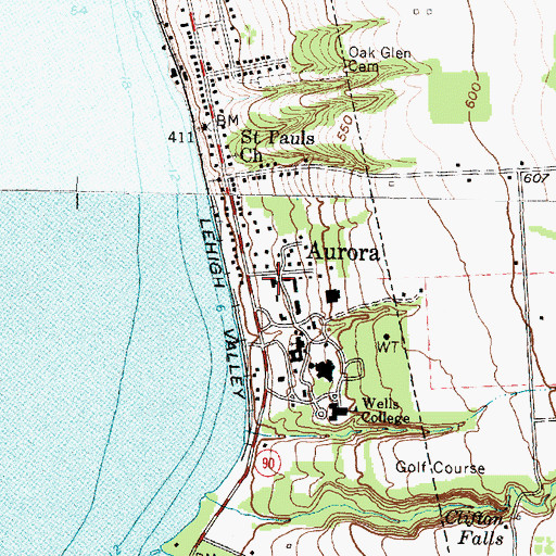 Topographic Map of Wells College Health Center, NY