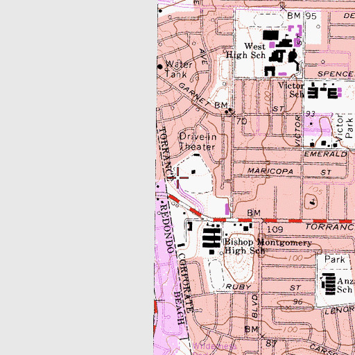 Topographic Map of Torrance Drive-In (historical), CA