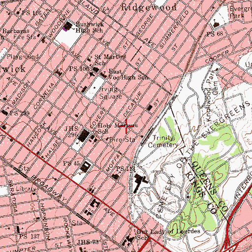 Topographic Map of Woodrow Theater (historical), NY