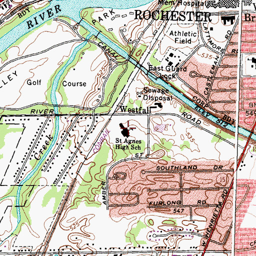 Topographic Map of River Road Complex, NY