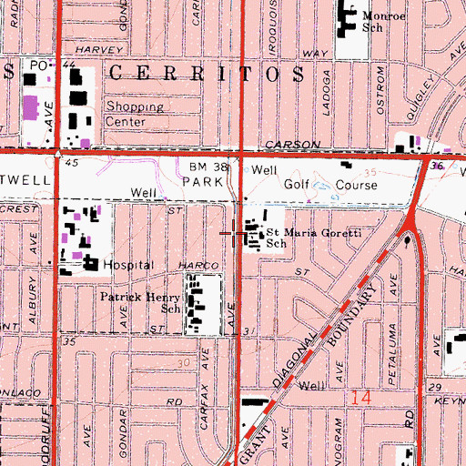 Topographic Map of Saint Maria Goretti Catholic School, CA