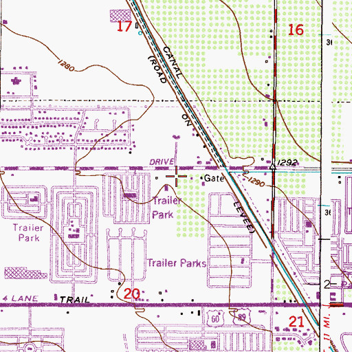 Topographic Map of Golden West Estates, AZ
