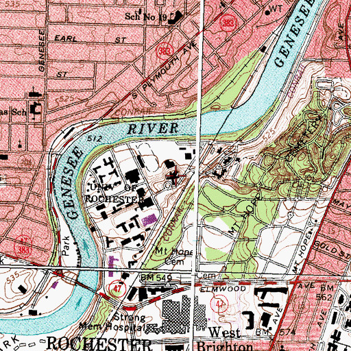 Topographic Map of Gannett Hall, NY