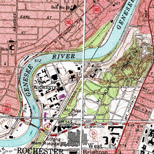 Topographic Map of Hollister Hall, NY