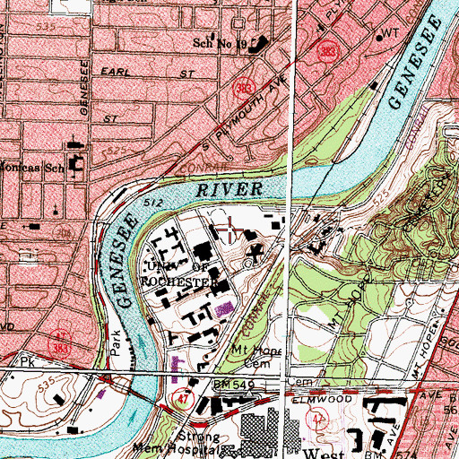 Topographic Map of Fauver Stadium, NY
