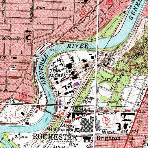 Topographic Map of Frederick Douglass Dining Center, NY