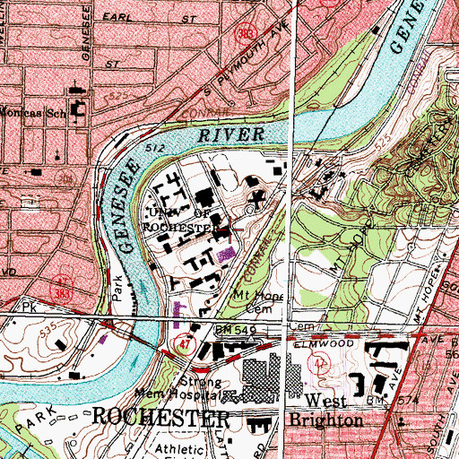 Topographic Map of Rush Rhees Library, NY