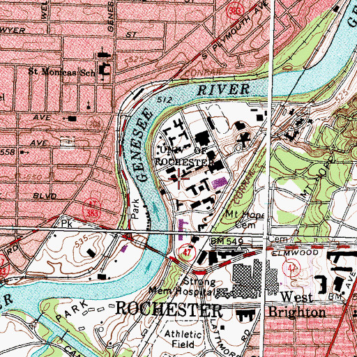 Topographic Map of Strong Auditorium, NY