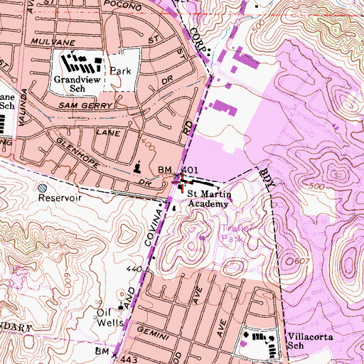 Topographic Map of Saint Martin Academy, CA