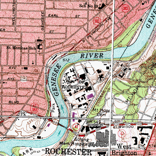Topographic Map of Crosby Hall, NY
