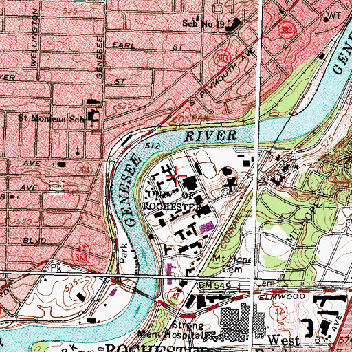 Topographic Map of Hoeing Hall, NY