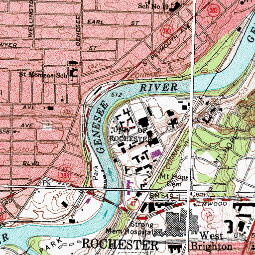 Topographic Map of Burton Hall, NY