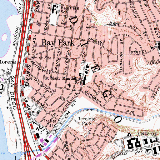 Topographic Map of Saint Mary Magdeline School, CA
